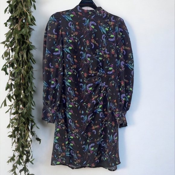 Tanya Taylor Black Clarisse Long Sleeve Silk Dress Size 4 - Picture 8 of 14